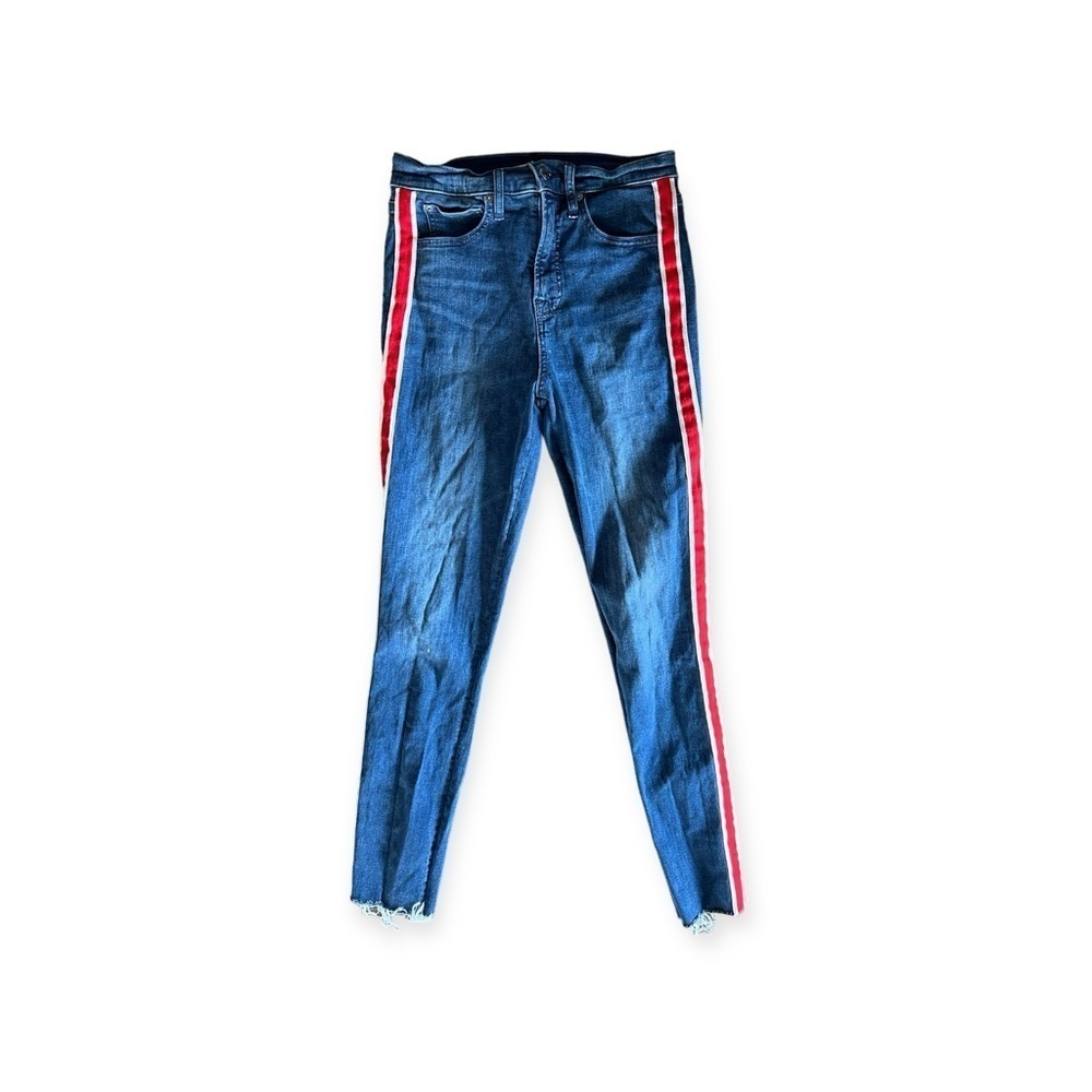 GAP denim jeans true skinny blue red white stripe sz 6 / 28 Tall y2k